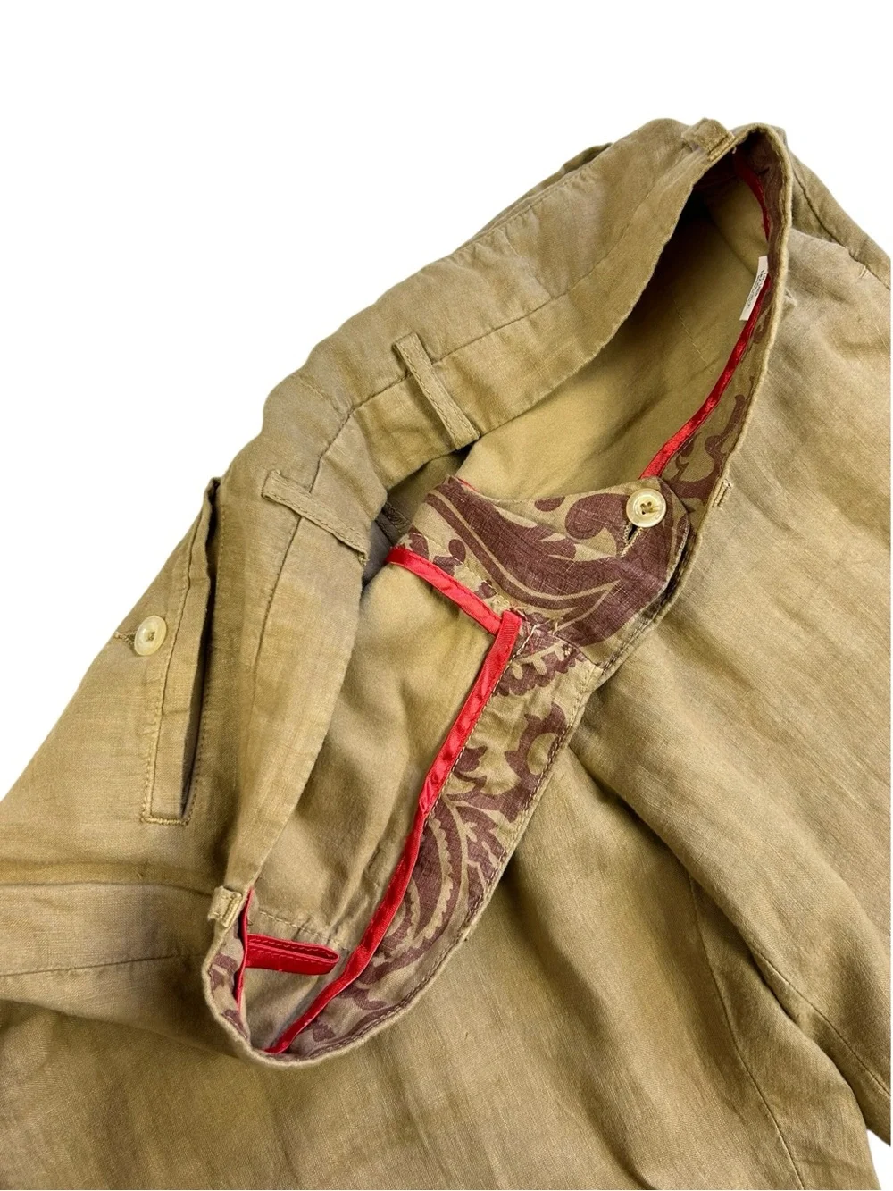 Etro Milano Tan Linen Made in Italy Pants size 48